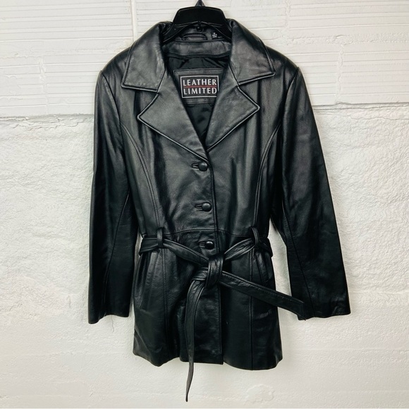 LEATHER LIMITED black genuine leather wrap jacket size medium - Picture 12 of 13